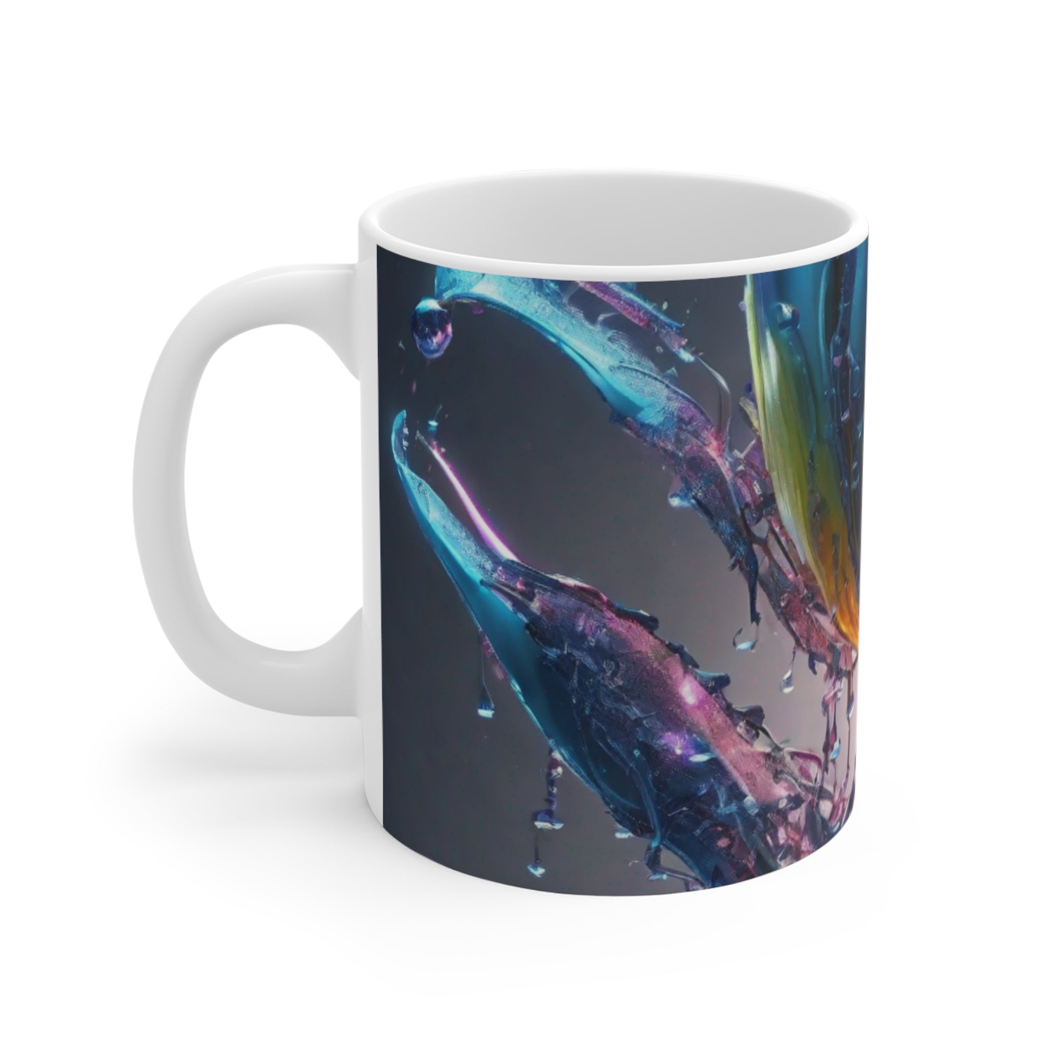 REFRACT 11oz ceramic mug by Scattercrate — iridescent abstract art coffee mug, alien aesthetic gift