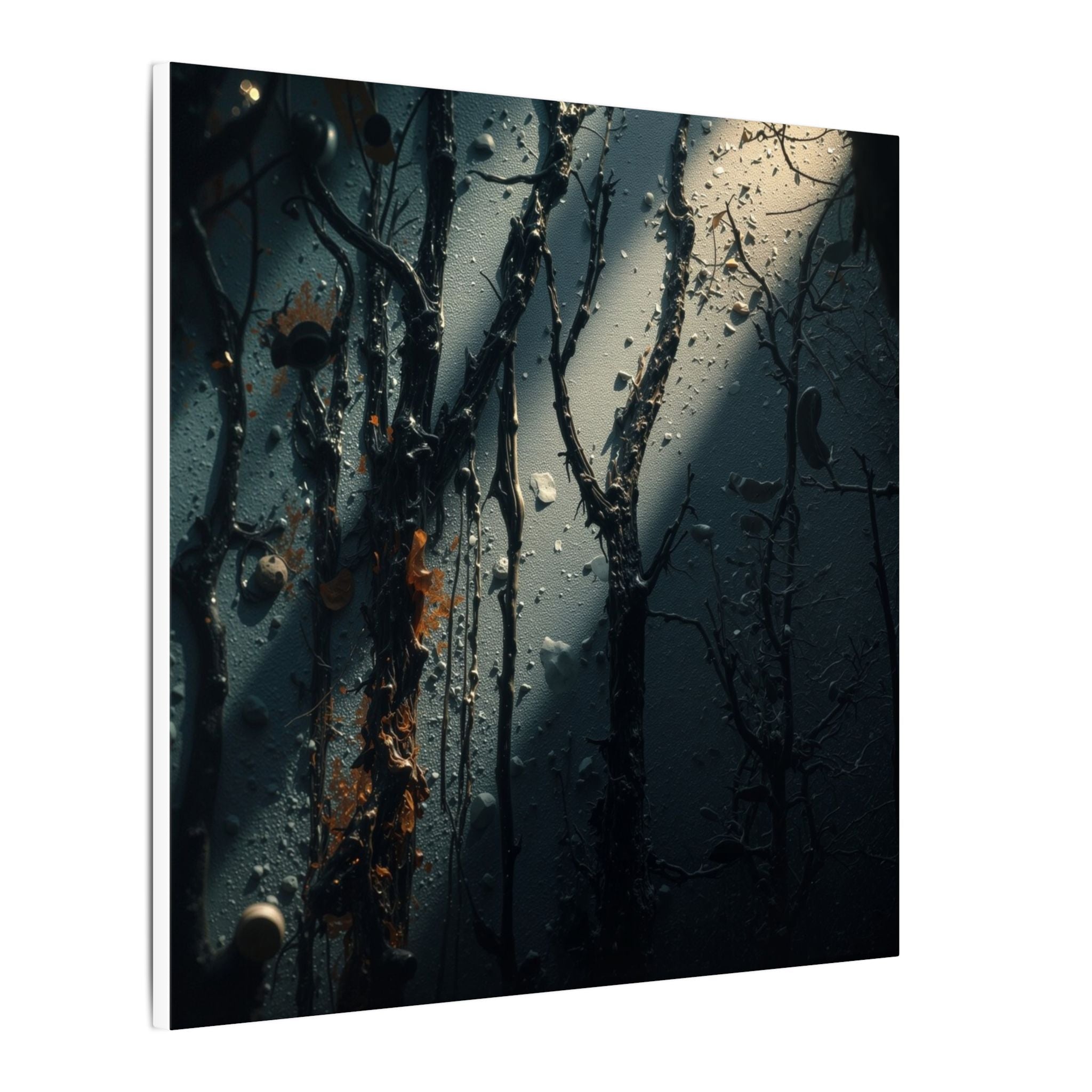 MOONVEIL moonbeam nocturne forest framed canvas wall art by Scattercrate — moonlit blue moody decor