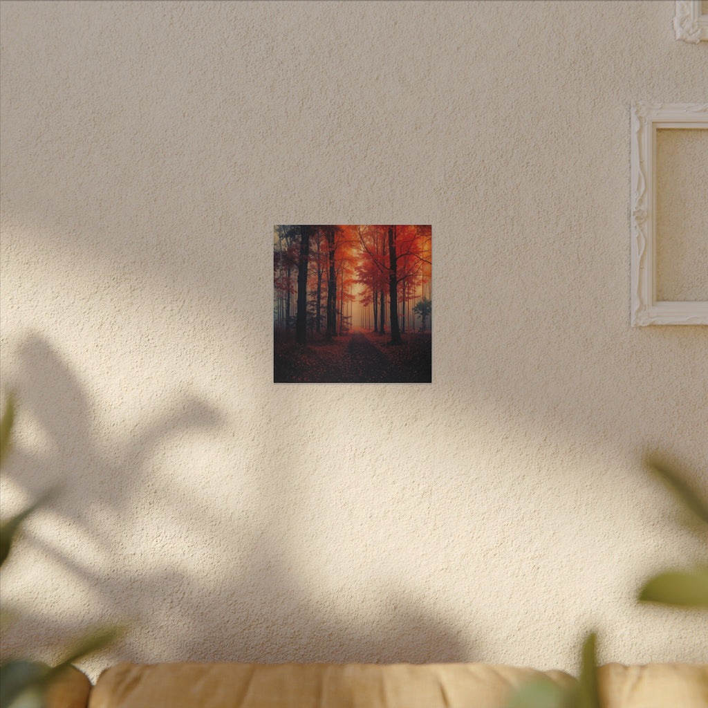 AMBER FOREST — Abstract Autumn Forest Framed Canvas Wall Art
