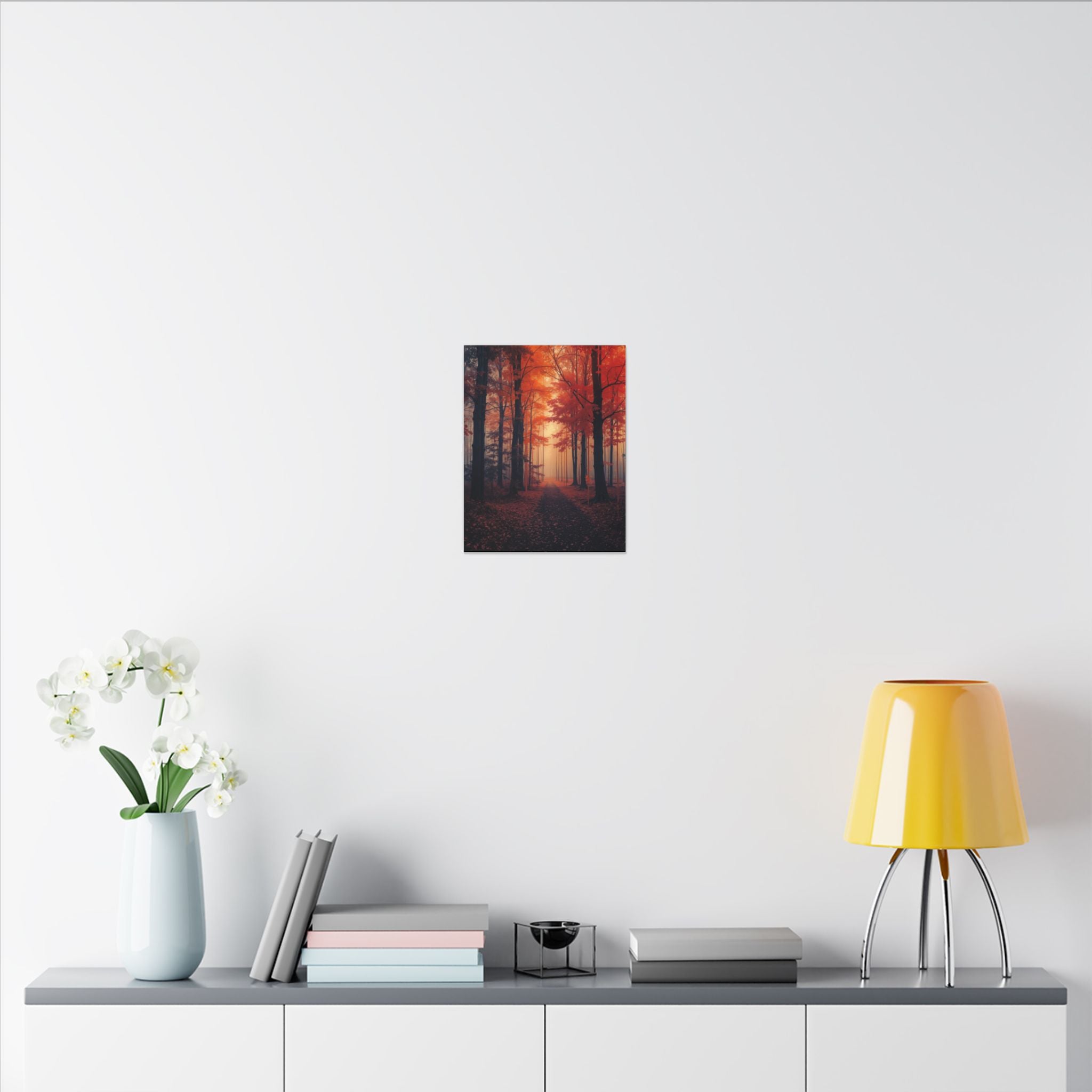 AMBER FOREST — Abstract Autumn Forest Framed Canvas Wall Art