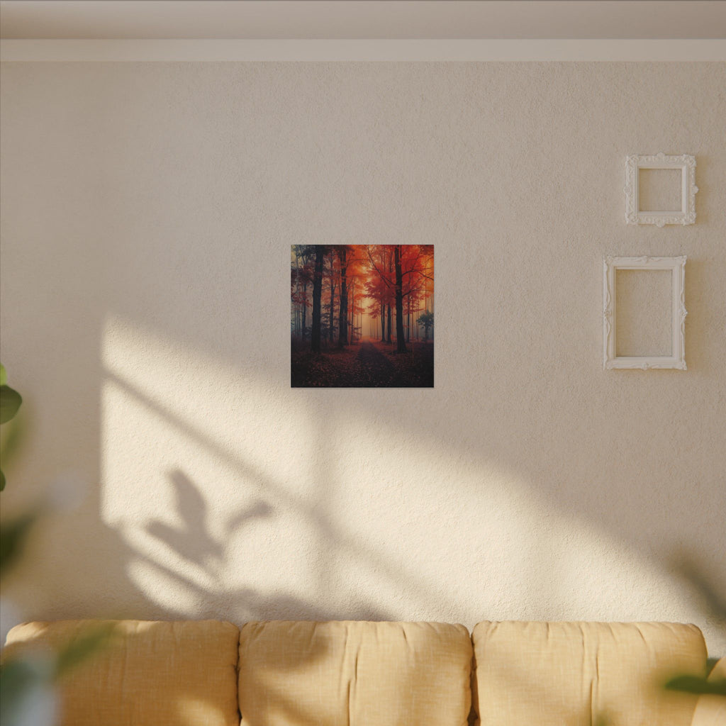 AMBER FOREST — Abstract Autumn Forest Framed Canvas Wall Art