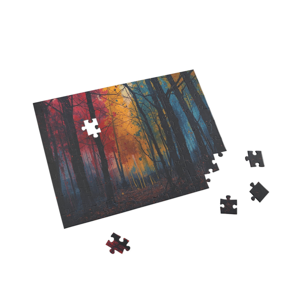 FAUVE 500-piece abstract forest art puzzle by Scattercrate — vivid moody forest jigsaw gift