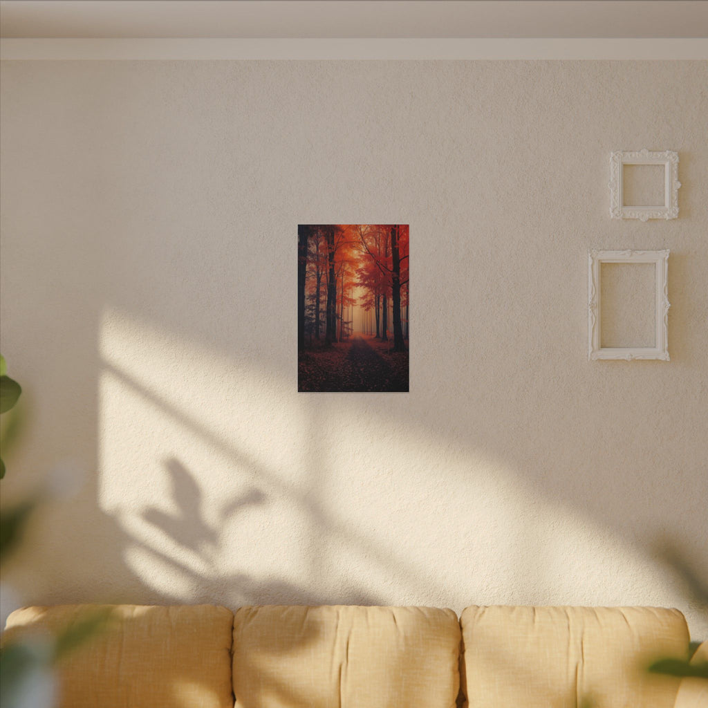 AMBER FOREST — Abstract Autumn Forest Framed Canvas Wall Art