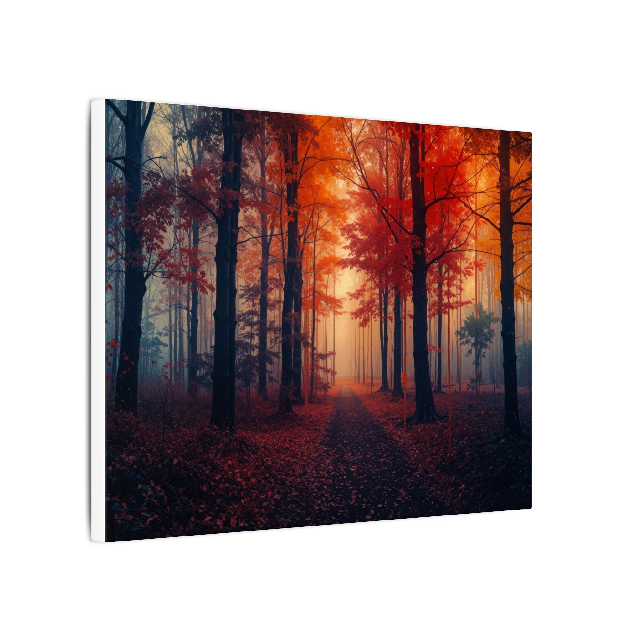 AMBER FOREST — Abstract Autumn Forest Framed Canvas Wall Art