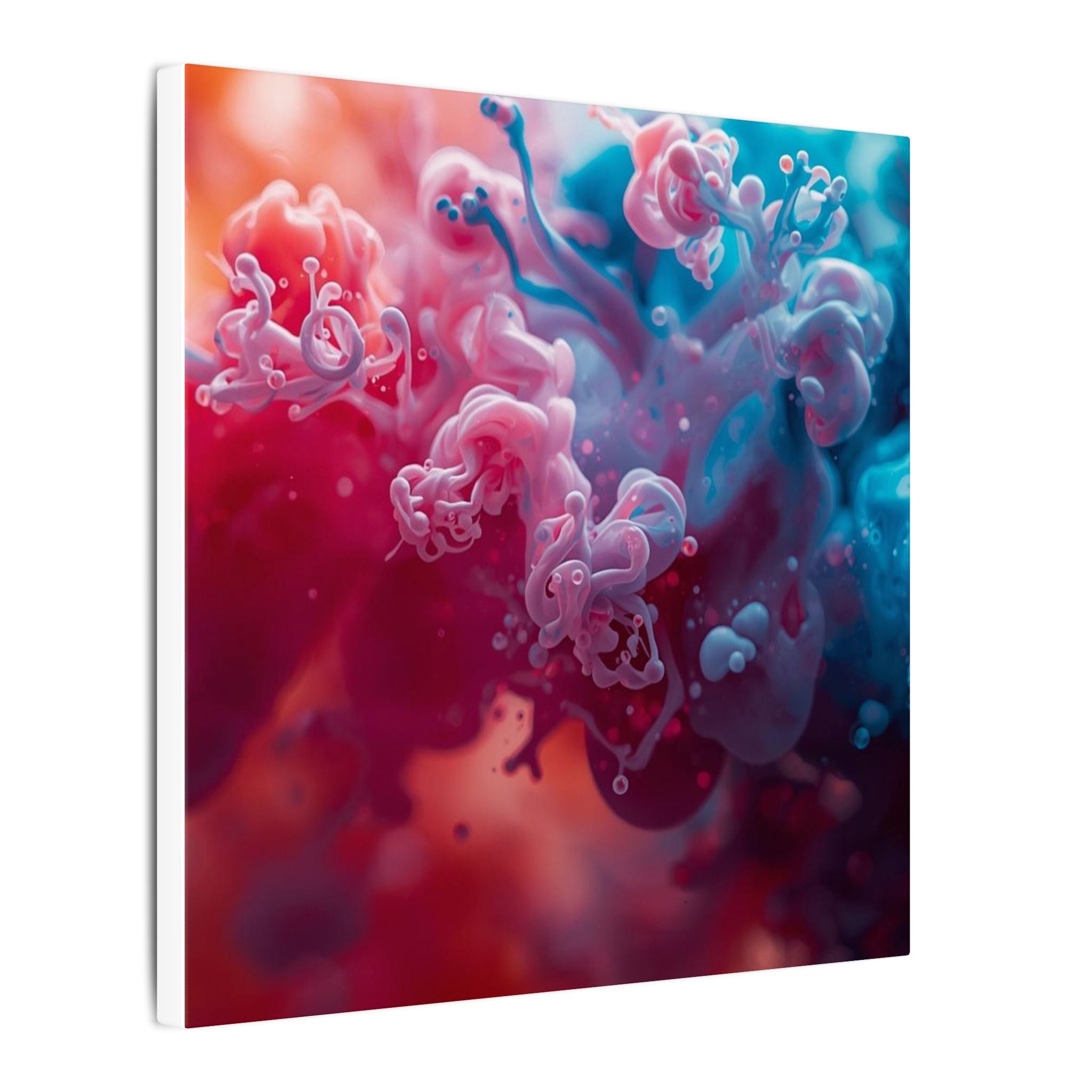 Marblewave Canvas Print — Red & Blue Ink Swirl Wall Art