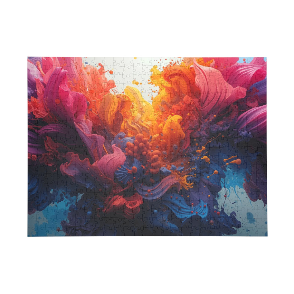 Petalsurge 500-piece jigsaw puzzle by Scattercrate — magenta petal wall art, surging floral color