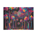 GEOMETRIC FOREST 500-piece art puzzle by Scattercrate — emerald and gold low-poly geometric forest