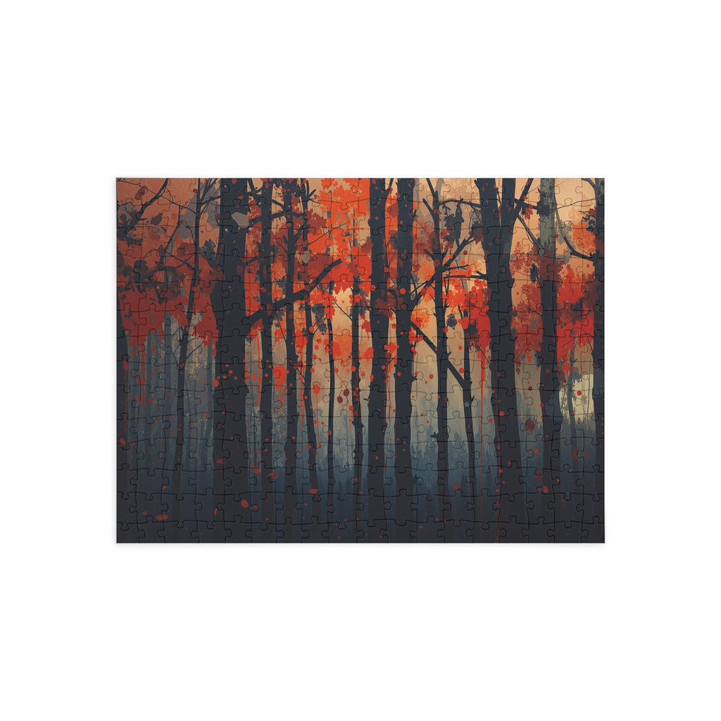 EMBERLINE 500-piece burning forest art puzzle by Scattercrate — ember-orange moody forest jigsaw gift