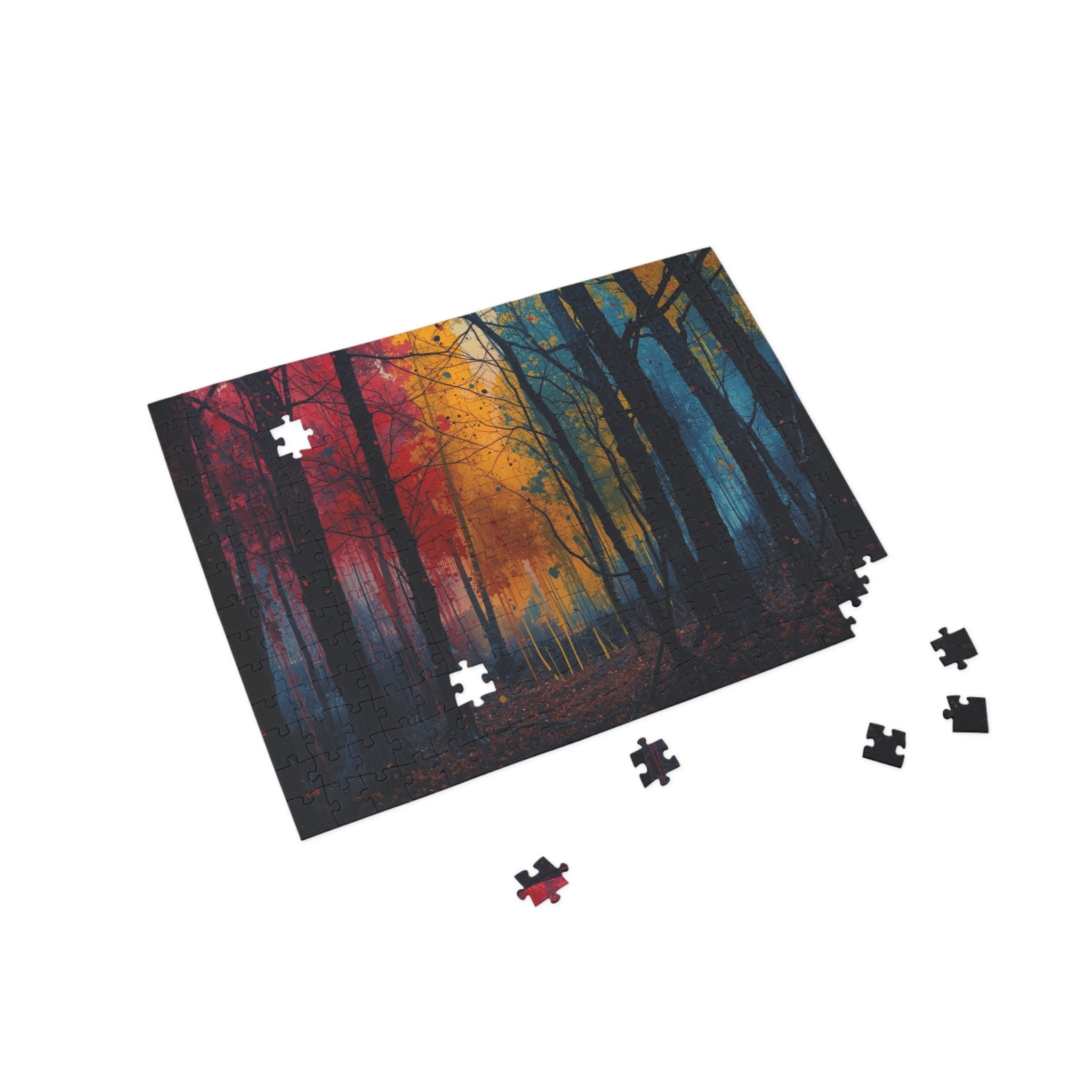 FAUVE 500-piece abstract forest art puzzle by Scattercrate — vivid moody forest jigsaw gift