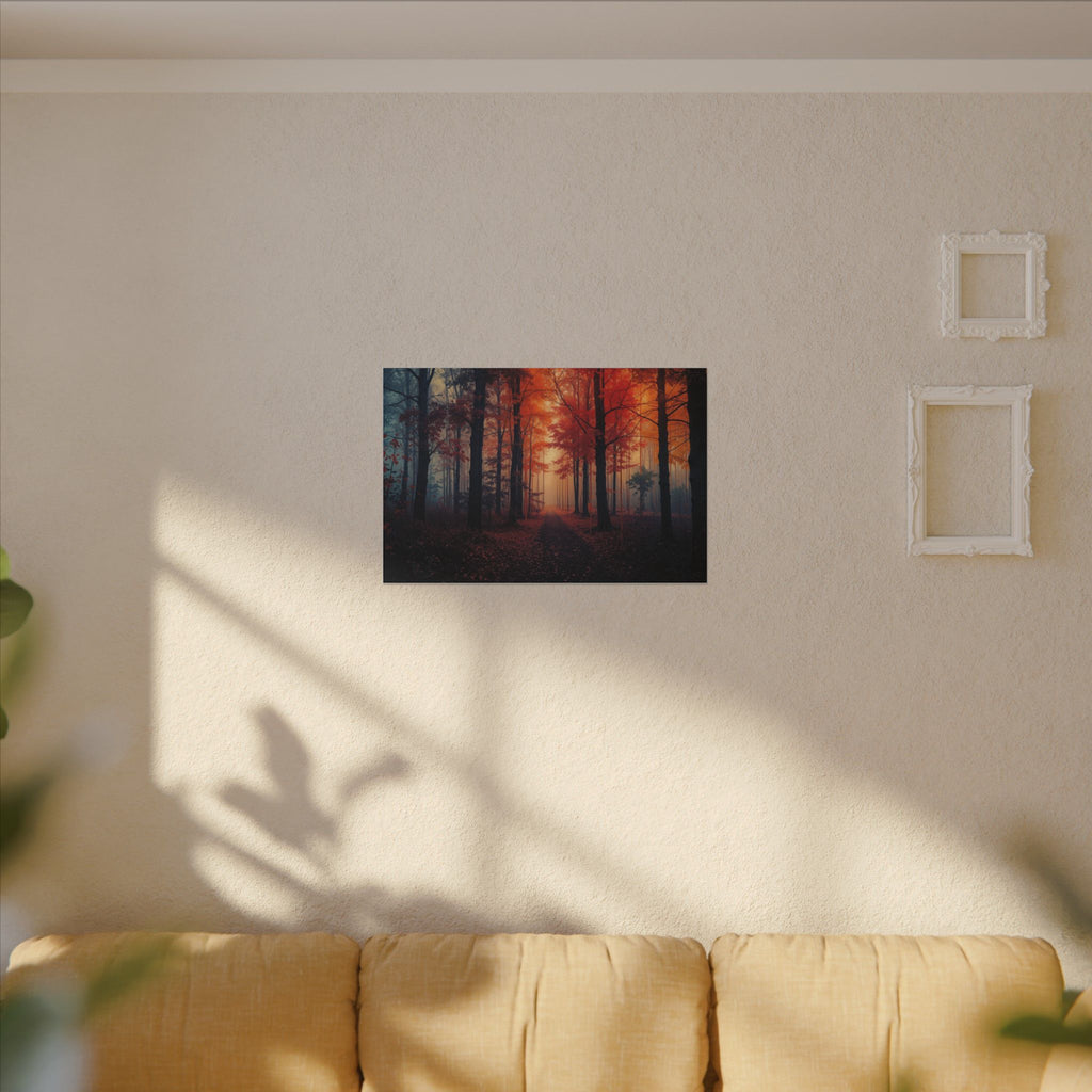 AMBER FOREST — Abstract Autumn Forest Framed Canvas Wall Art