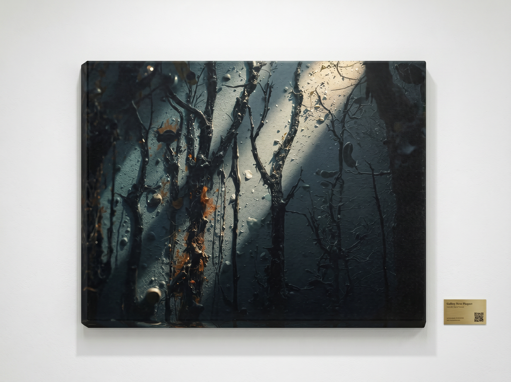 MOONVEIL moonbeam nocturne forest framed canvas wall art by Scattercrate — moonlit blue moody decor