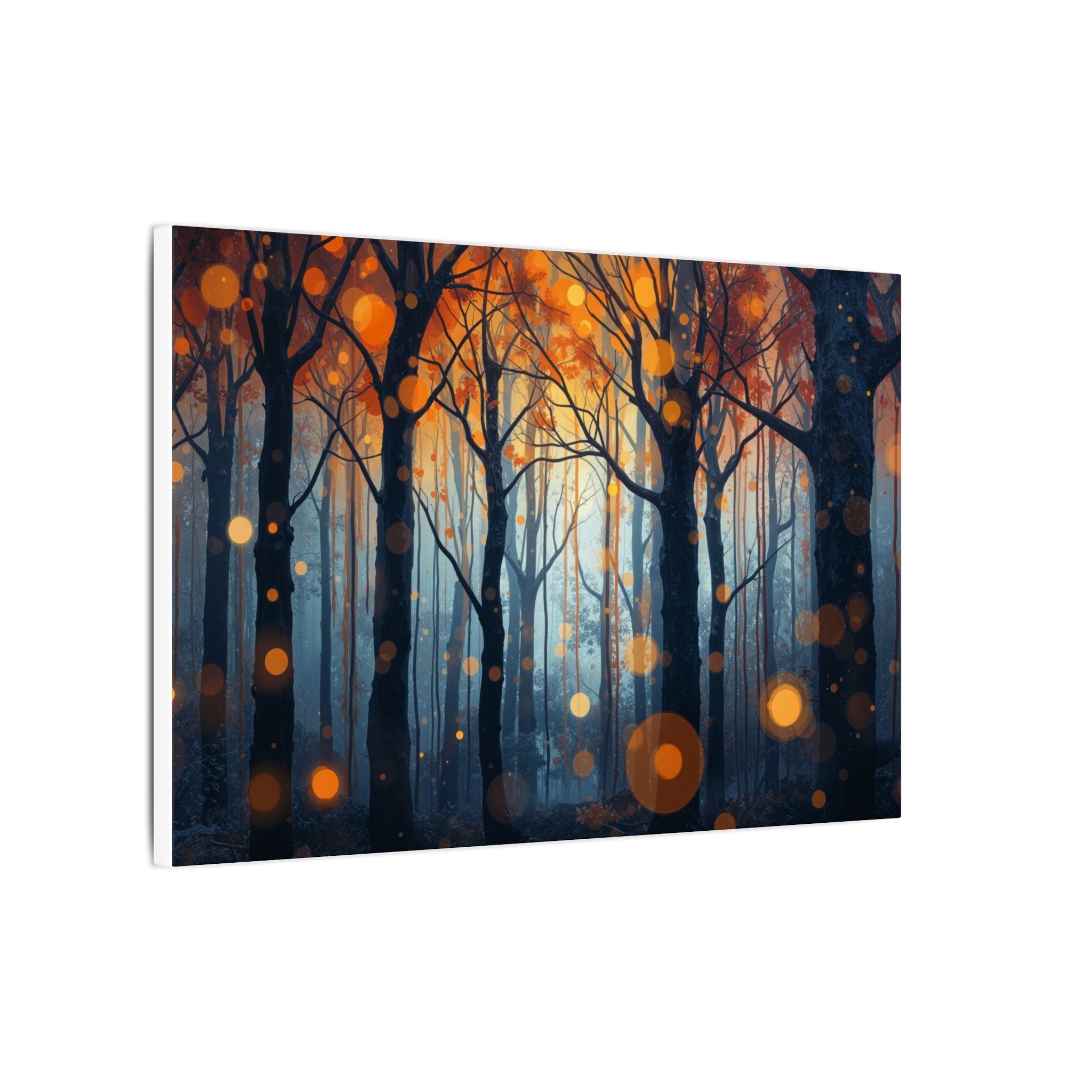 GLOW FOREST — Abstract Forest Lights Framed Canvas Wall Art