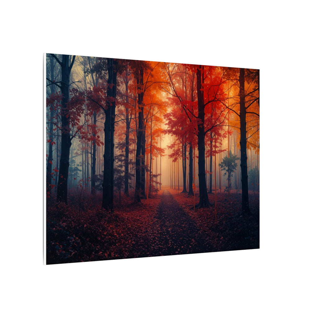 AMBER FOREST — Abstract Autumn Forest Framed Canvas Wall Art