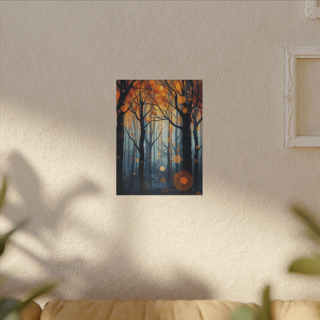 GLOW FOREST — Abstract Forest Lights Framed Canvas Wall Art