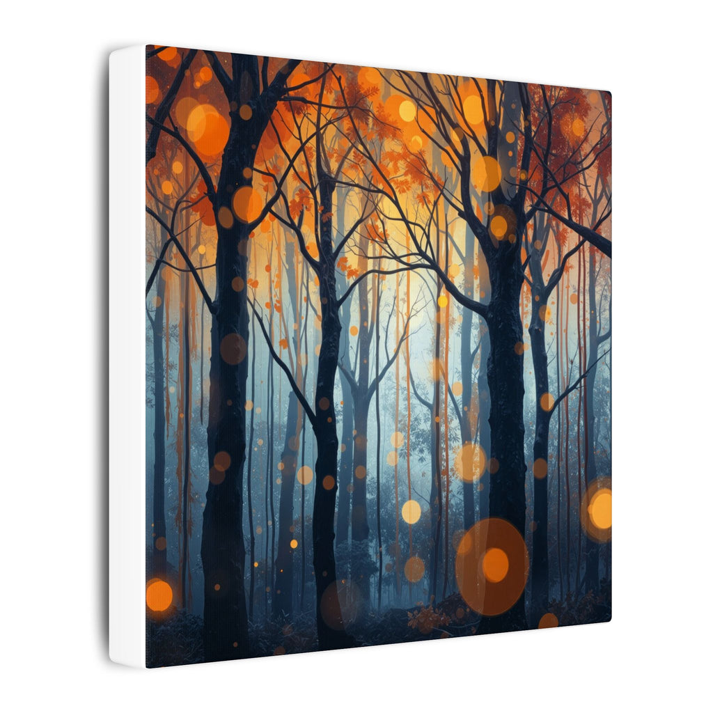GLOW FOREST — Abstract Forest Lights Framed Canvas Wall Art