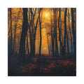 GOLDFALL molten gold dusk forest framed canvas wall art by Scattercrate — golden moody forest decor