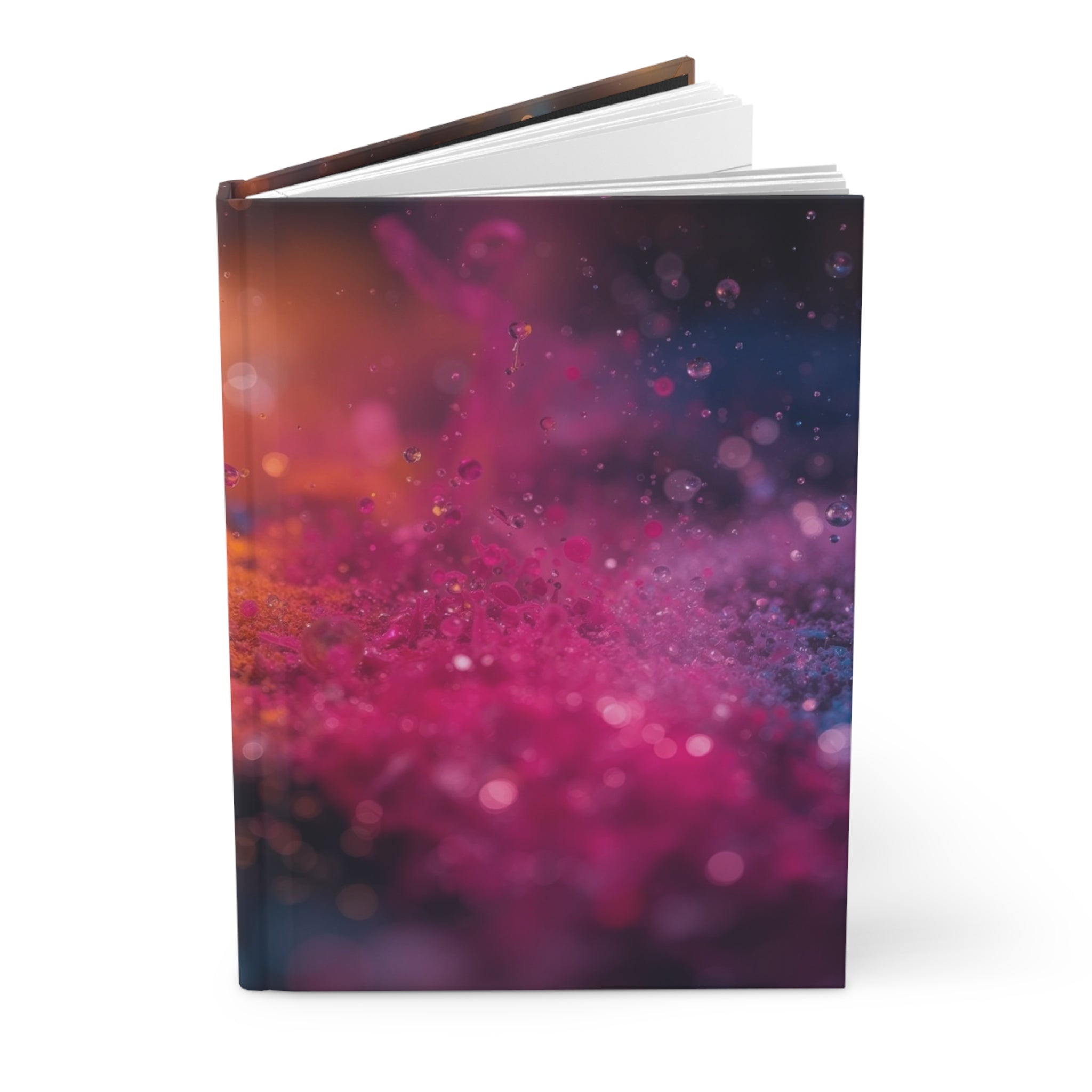 DEWBURST hardcover art journal by Scattercrate — vibrant powder splatter with dew-lit particles