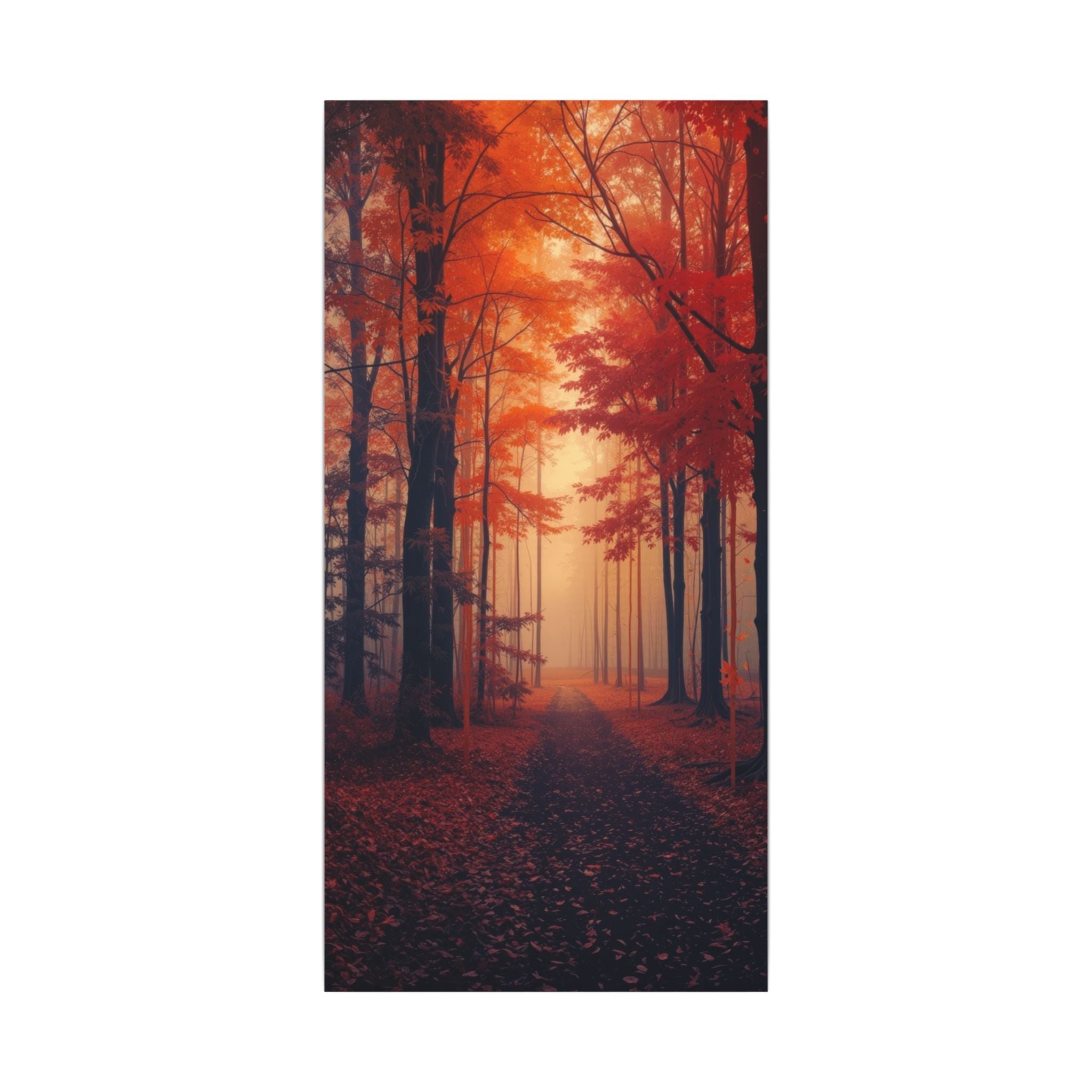 AMBER FOREST — Abstract Autumn Forest Framed Canvas Wall Art