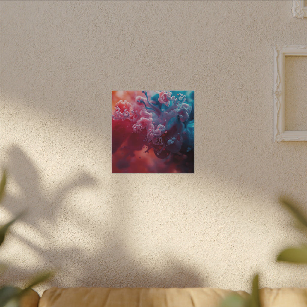 Marblewave Canvas Print — Red & Blue Ink Swirl Wall Art