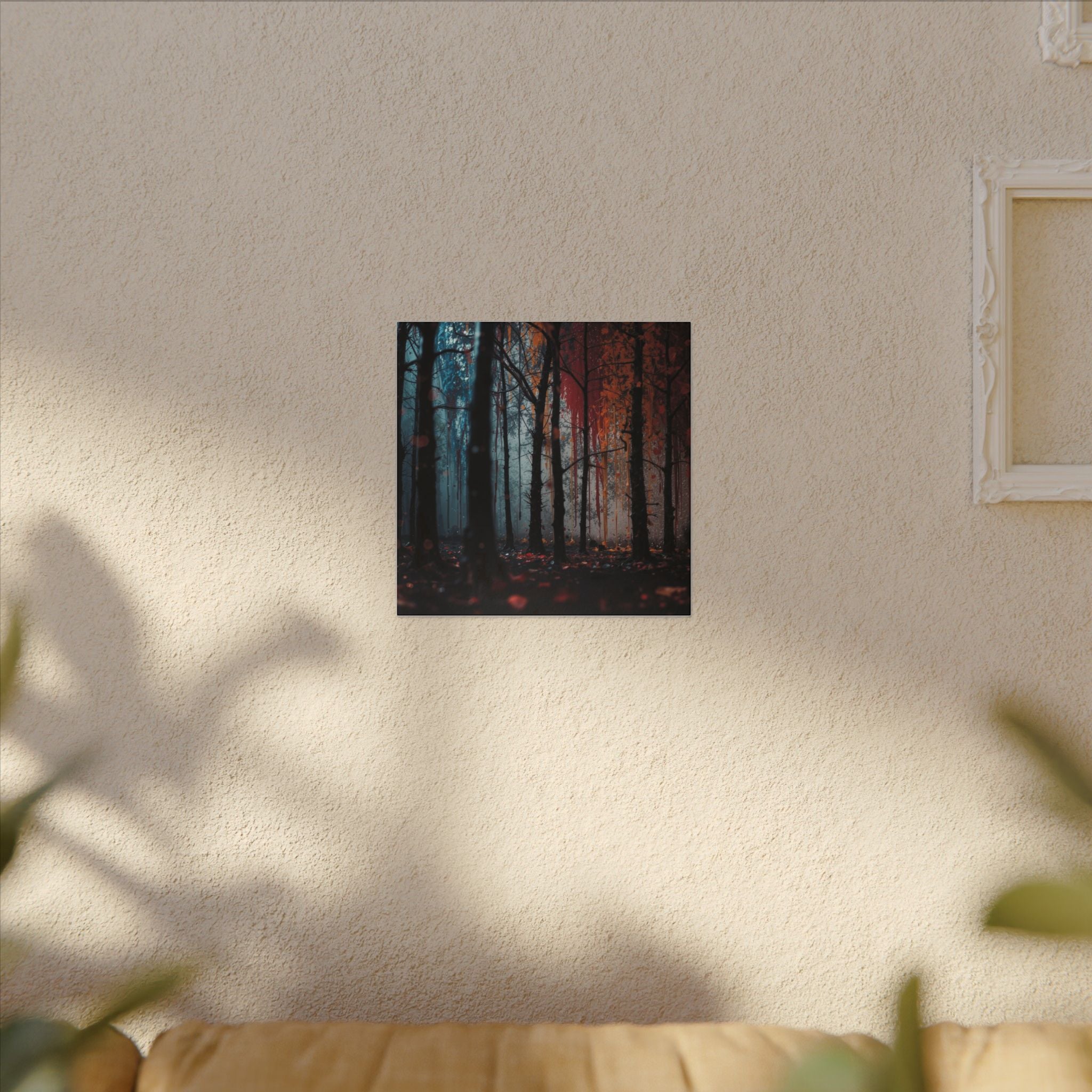 FROSTEMBER frost and ember forest framed canvas wall art by Scattercrate — icy-and-fire moody decor
