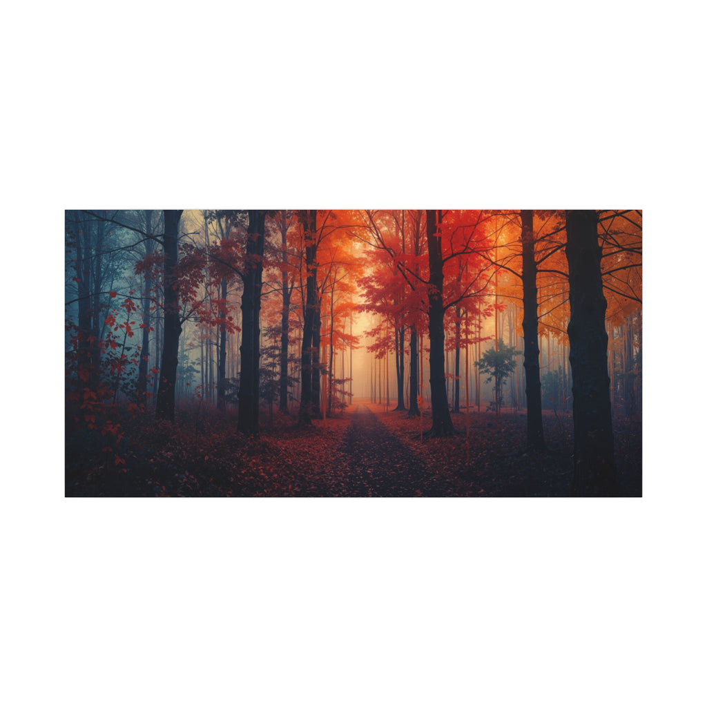 AMBER FOREST — Abstract Autumn Forest Framed Canvas Wall Art