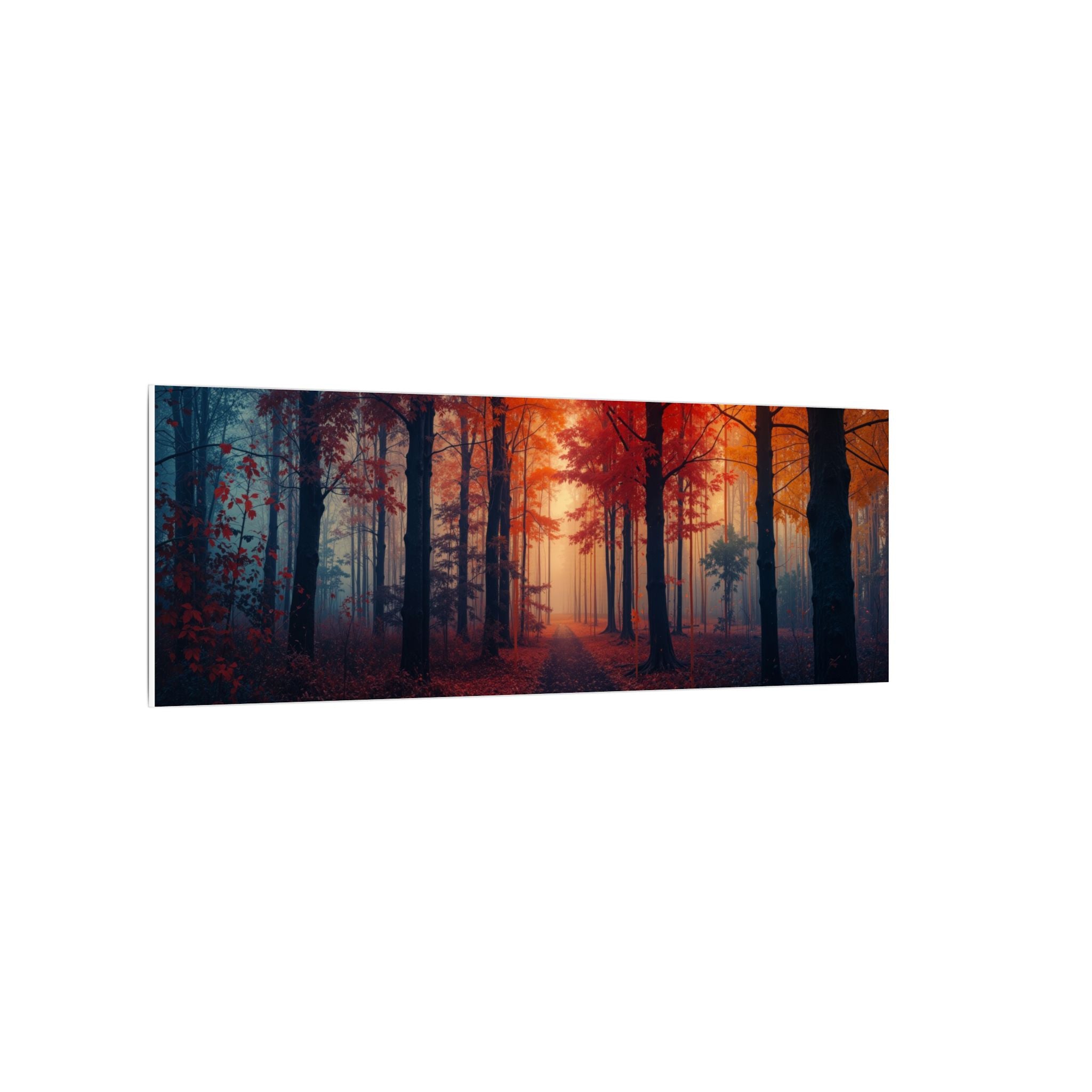 AMBER FOREST — Abstract Autumn Forest Framed Canvas Wall Art