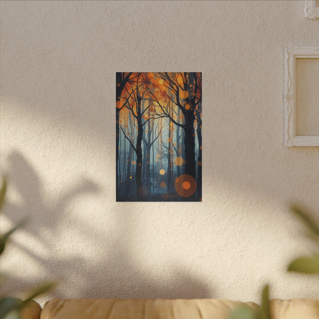 GLOW FOREST — Abstract Forest Lights Framed Canvas Wall Art