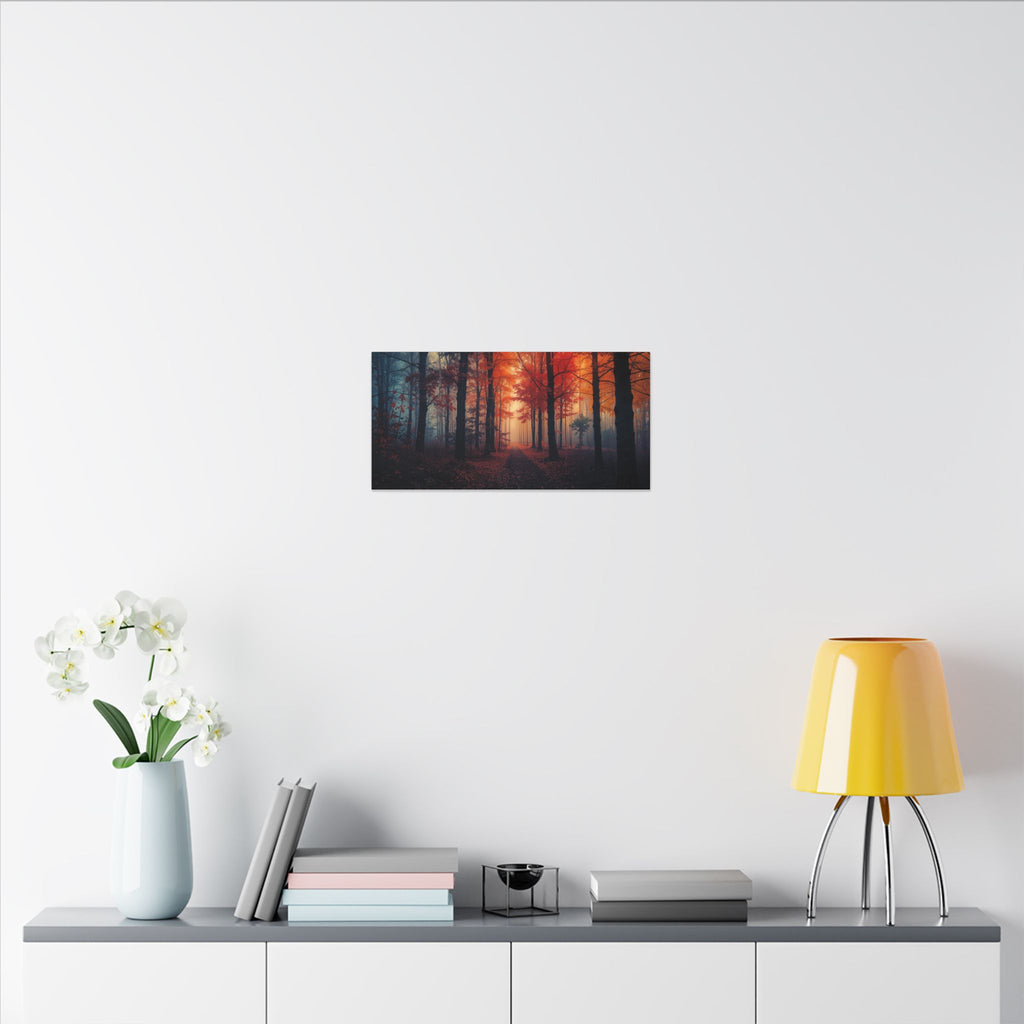 AMBER FOREST — Abstract Autumn Forest Framed Canvas Wall Art