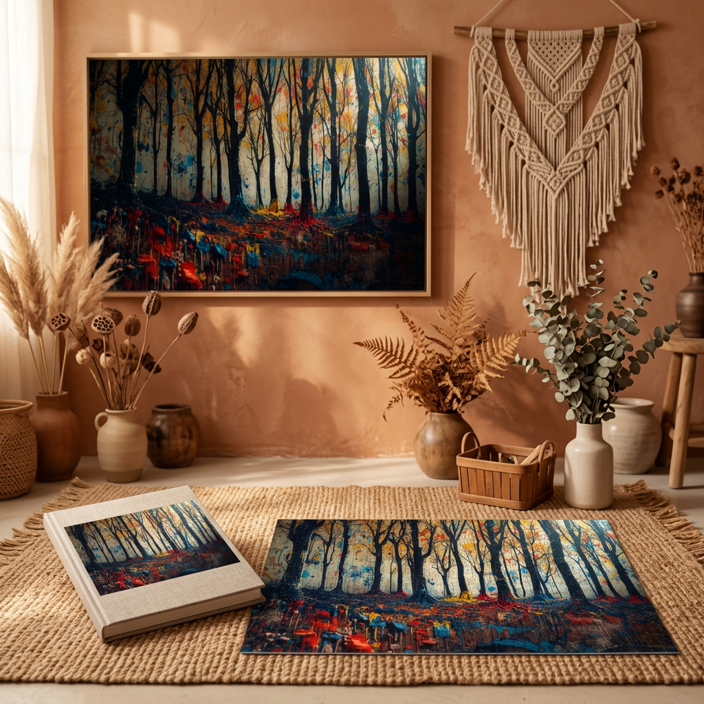 IMPASTO abstract ink-forest framed canvas wall art by Scattercrate — textured moody forest decor