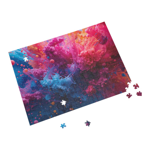 Coralchasm 500-piece jigsaw puzzle by Scattercrate — teal and coral abstract art