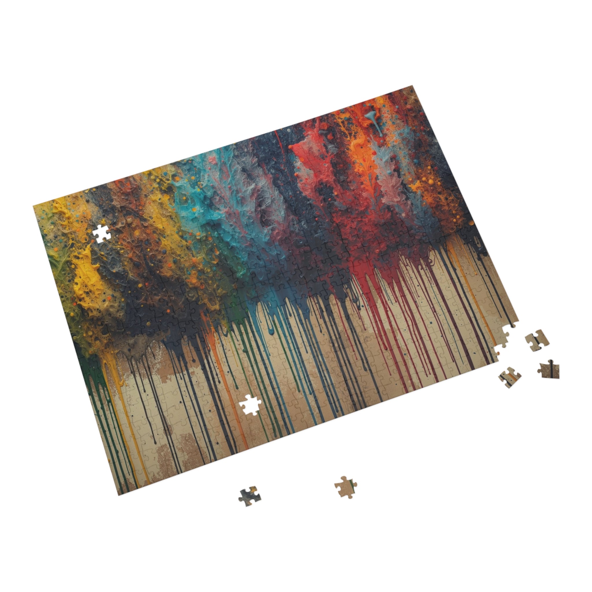CHROMAFALL full-spectrum paint drop art puzzle by Scattercrate — bold maximalist color explosion