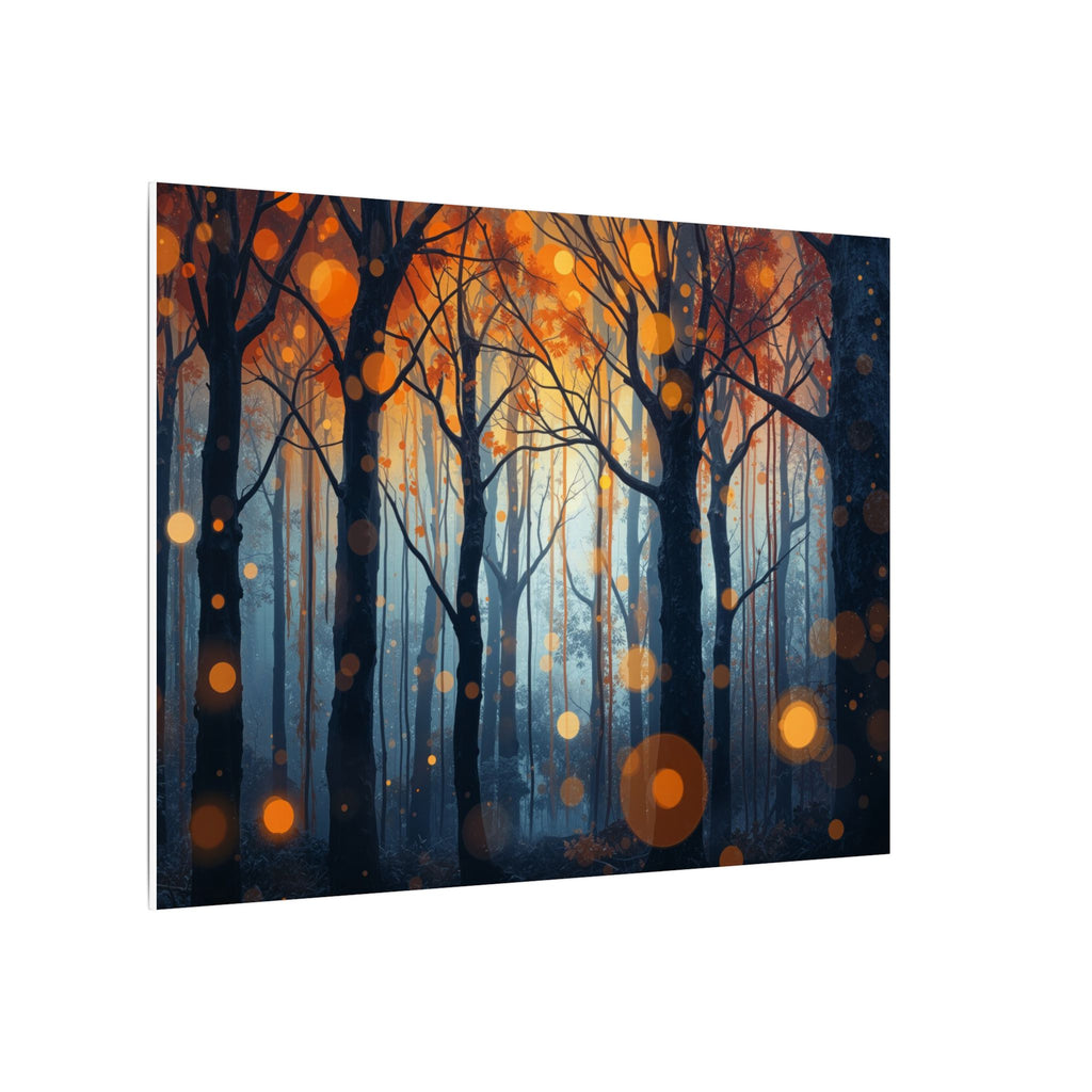 GLOW FOREST — Abstract Forest Lights Framed Canvas Wall Art