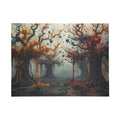 CONJURE surreal paint forest art puzzle by Scattercrate — gnarled trees dripping gold and crimson
