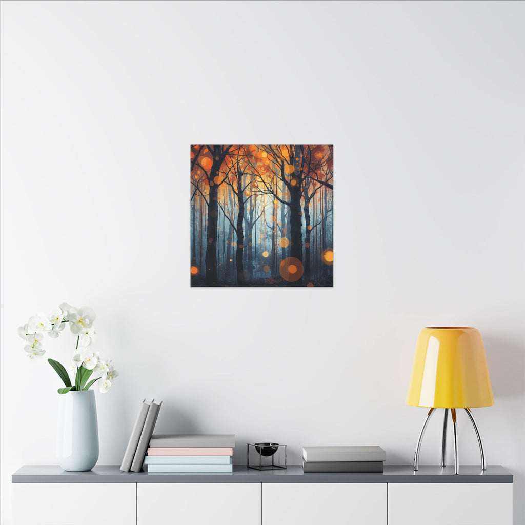 GLOW FOREST — Abstract Forest Lights Framed Canvas Wall Art