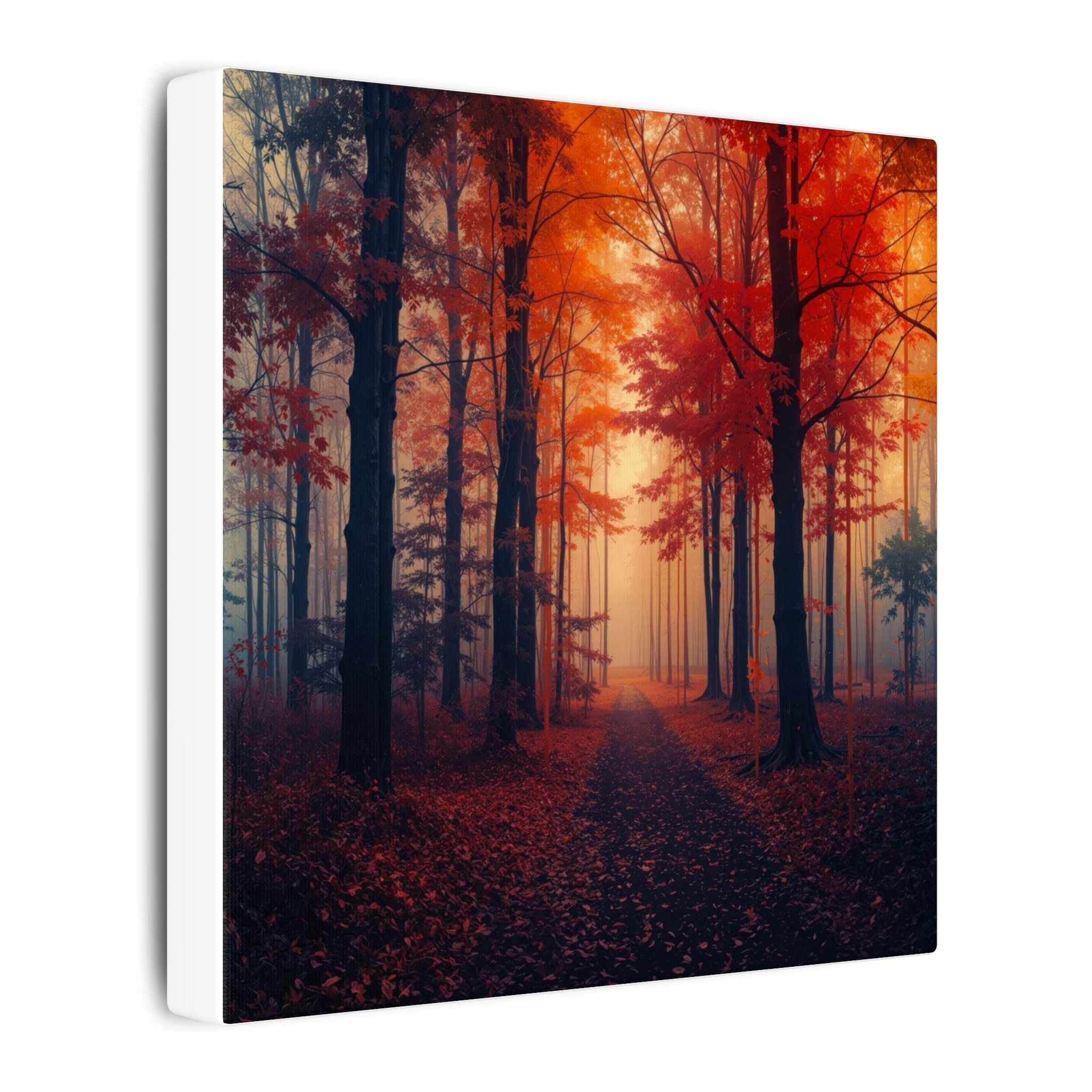 AMBER FOREST — Abstract Autumn Forest Framed Canvas Wall Art