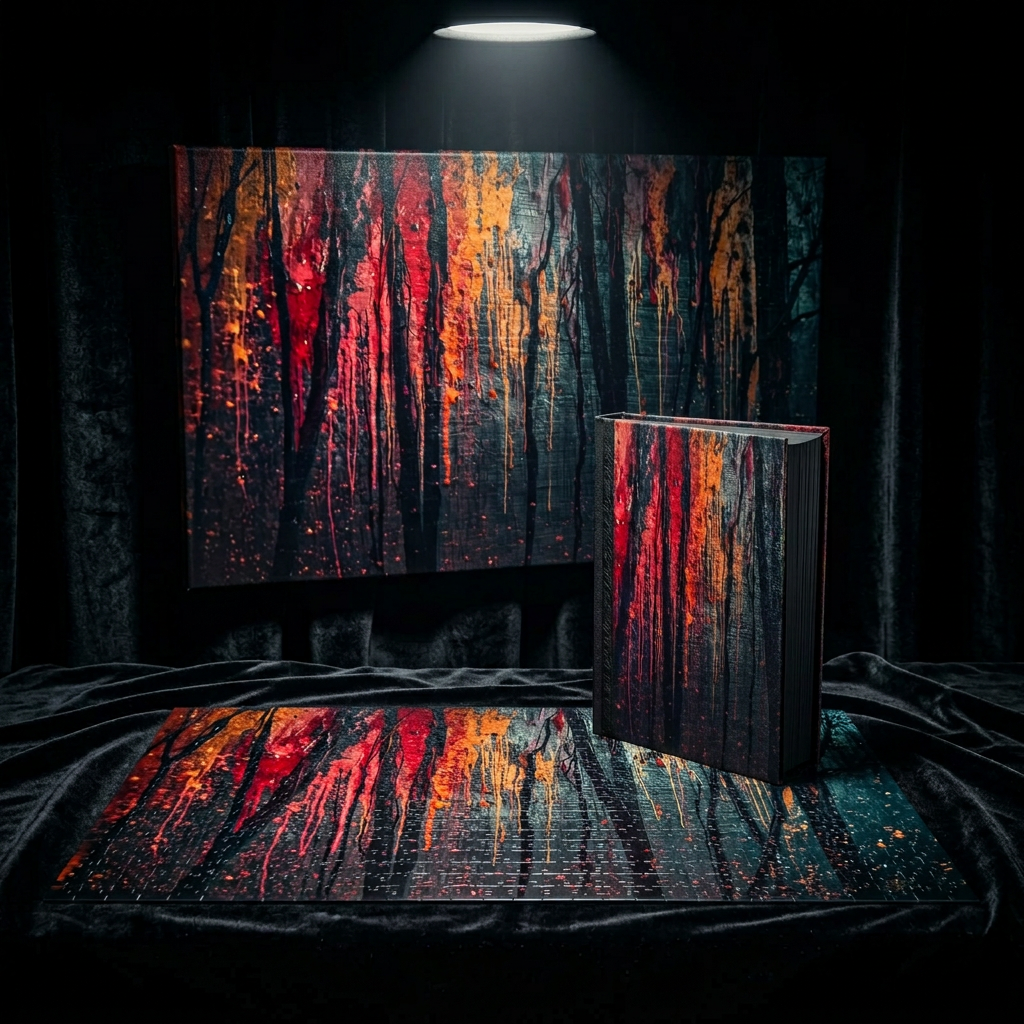 VESPER abstract ink-forest framed canvas wall art by Scattercrate — twilight moody forest decor