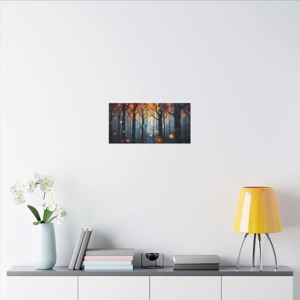 GLOW FOREST — Abstract Forest Lights Framed Canvas Wall Art