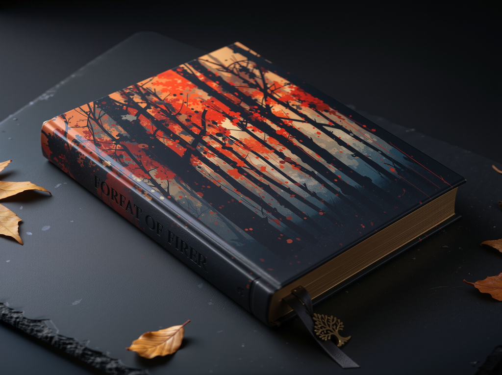 EMBERLINE burning canopy hardcover art journal by Scattercrate — ember-orange moody forest notebook