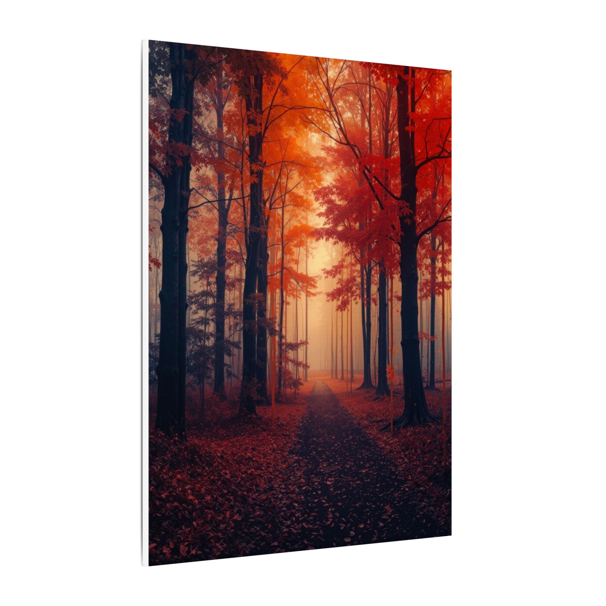 AMBER FOREST — Abstract Autumn Forest Framed Canvas Wall Art