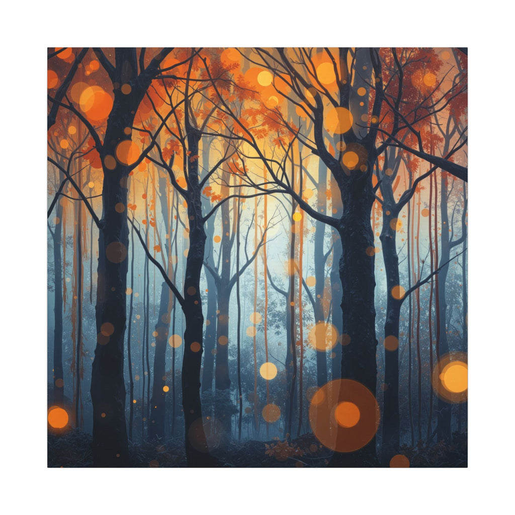 GLOW FOREST — Abstract Forest Lights Framed Canvas Wall Art