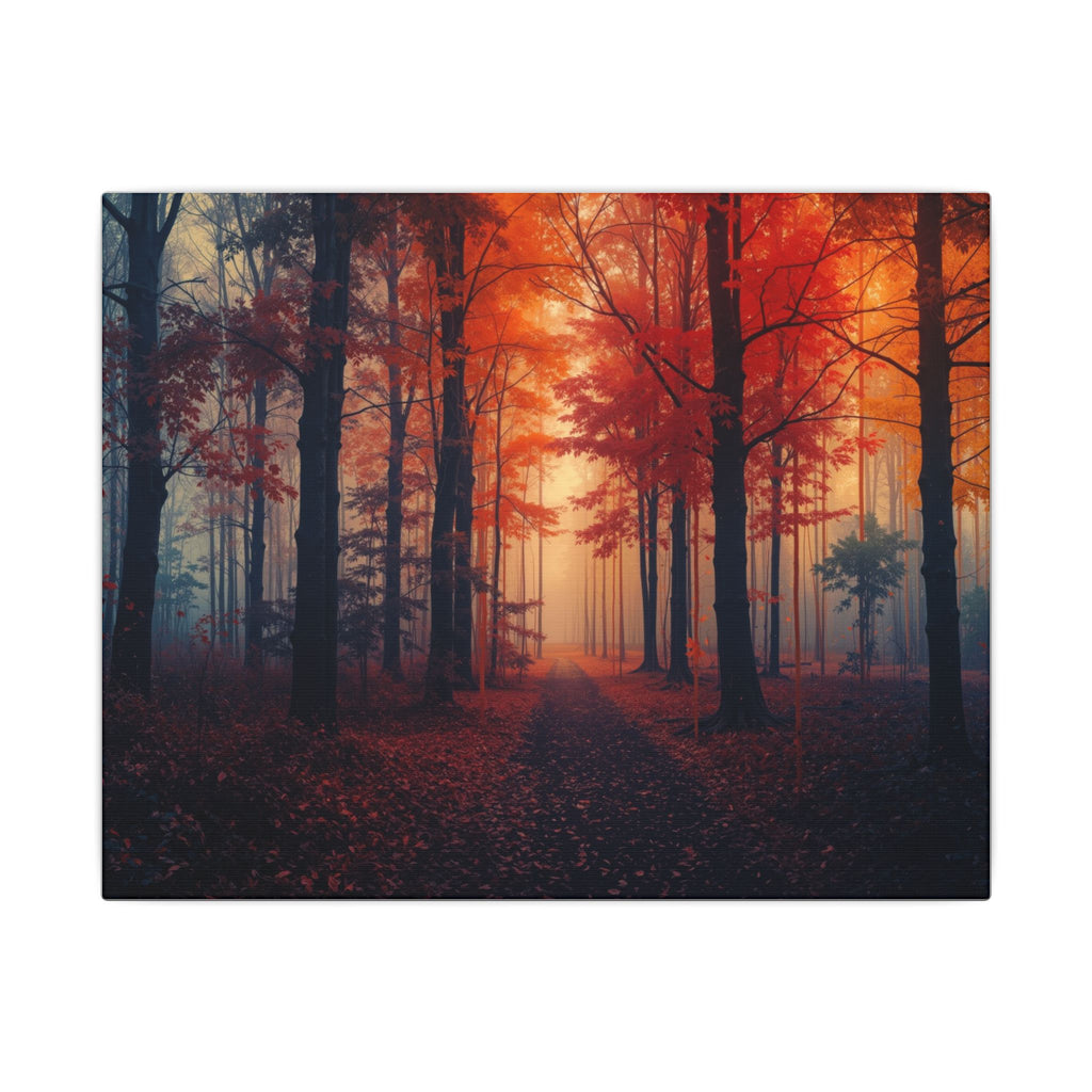 AMBER FOREST — Abstract Autumn Forest Framed Canvas Wall Art