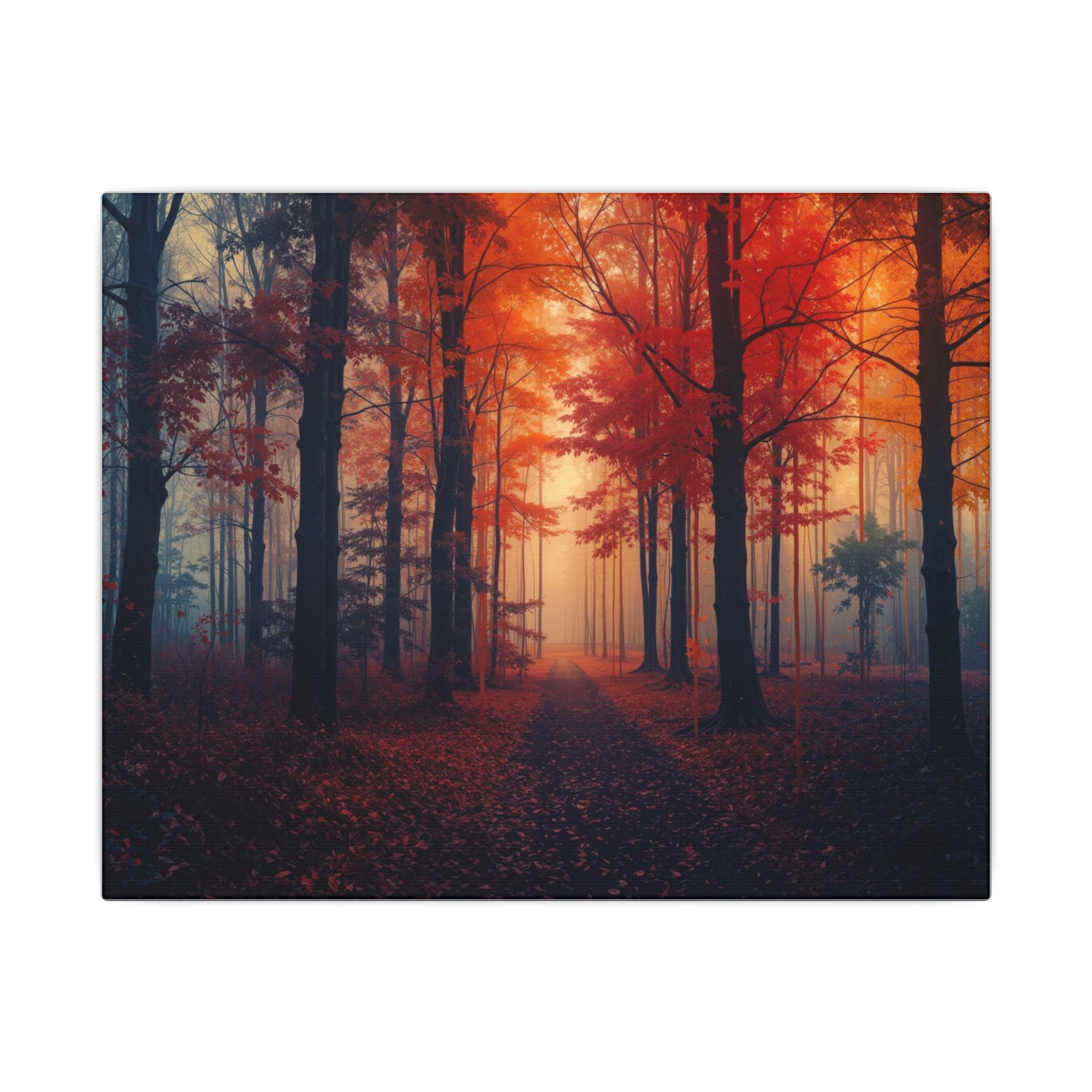 AMBER FOREST — Abstract Autumn Forest Framed Canvas Wall Art