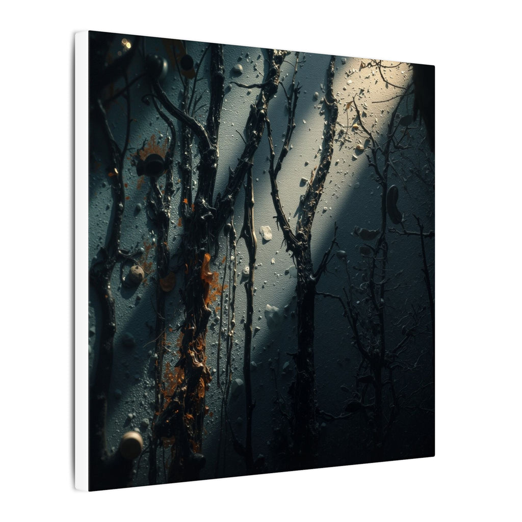 MOONVEIL moonbeam nocturne forest framed canvas wall art by Scattercrate — moonlit blue moody decor