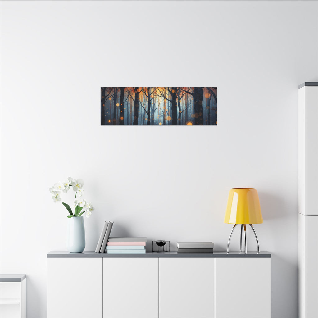 GLOW FOREST — Abstract Forest Lights Framed Canvas Wall Art