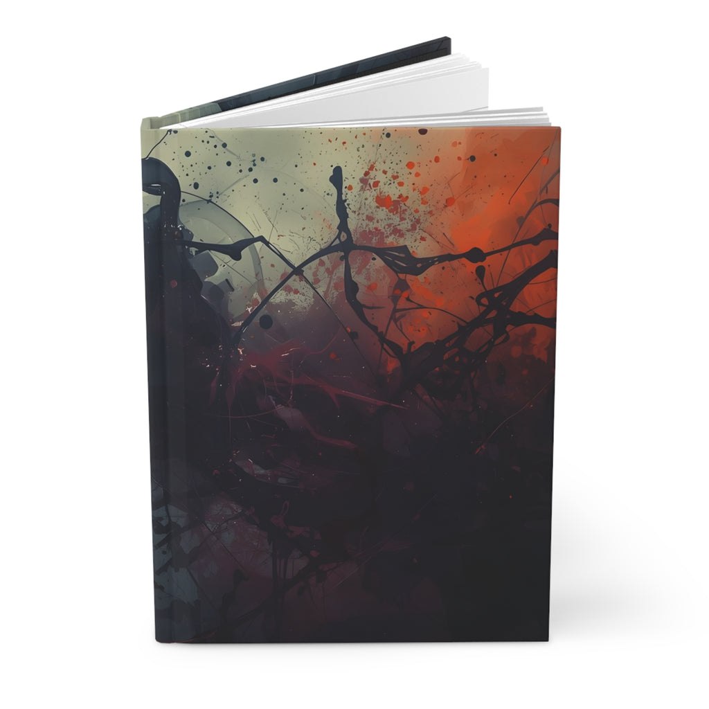 Inkscorch journal by Scattercrate — navy ink bleeding into firelit orange