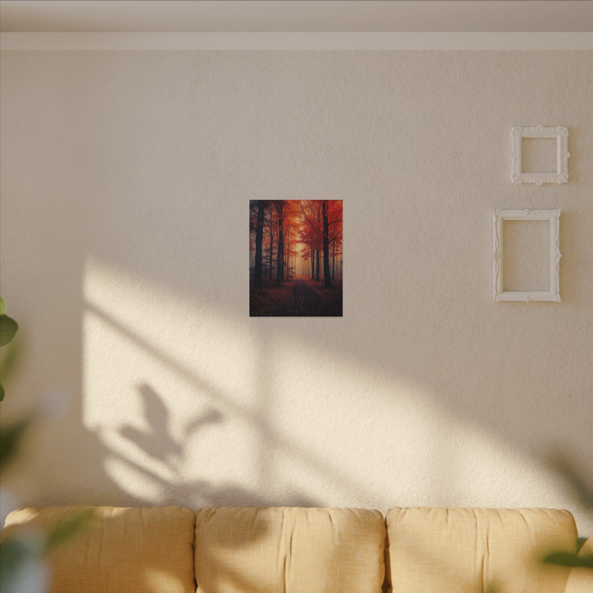 AMBER FOREST — Abstract Autumn Forest Framed Canvas Wall Art