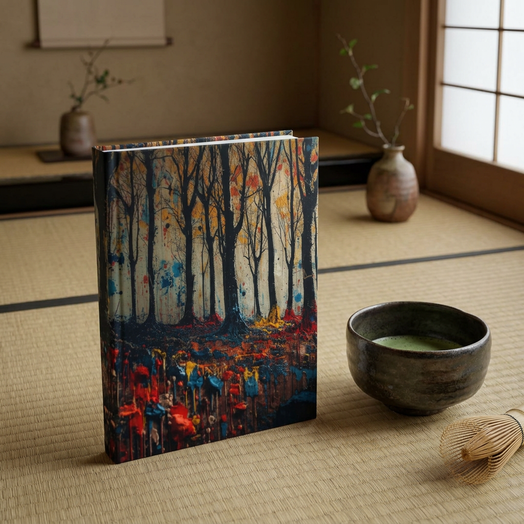 IMPASTO abstract forest hardcover art journal by Scattercrate — textured moody forest notebook