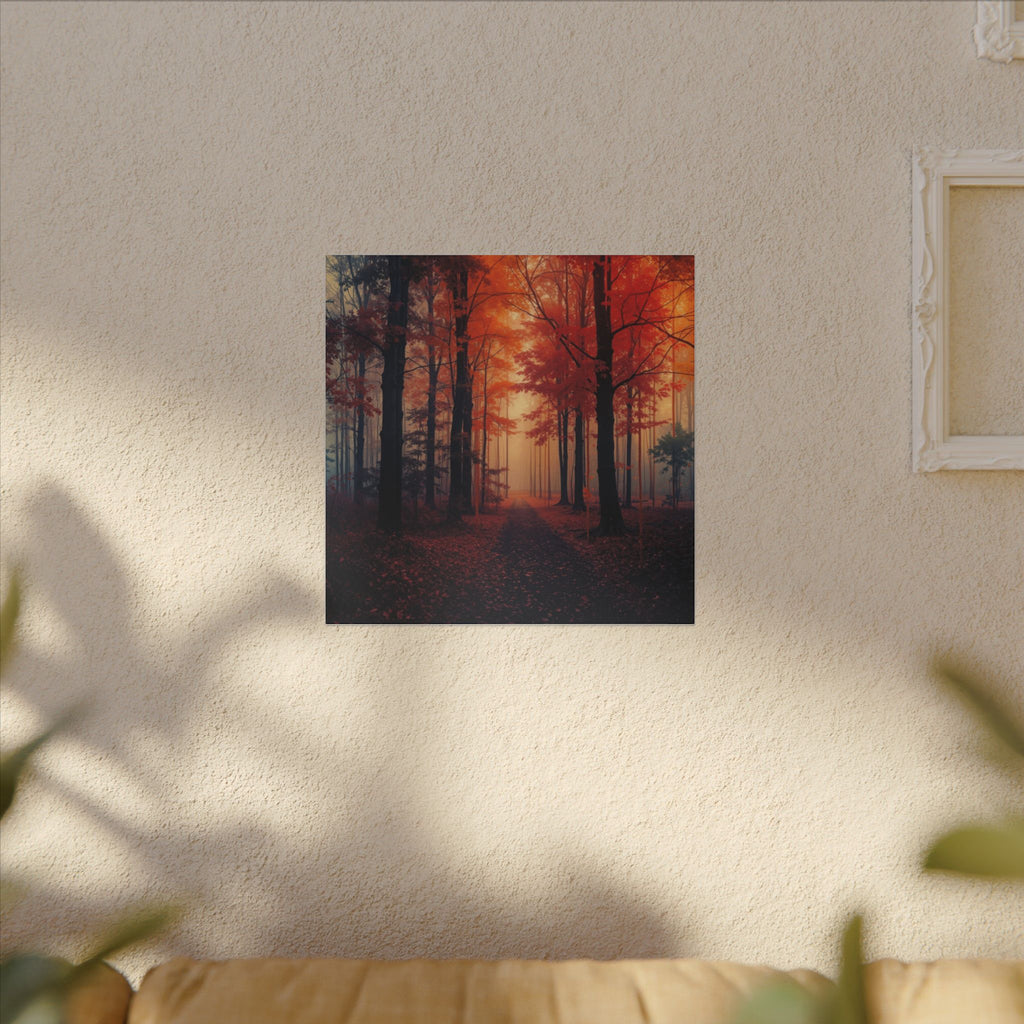 AMBER FOREST — Abstract Autumn Forest Framed Canvas Wall Art