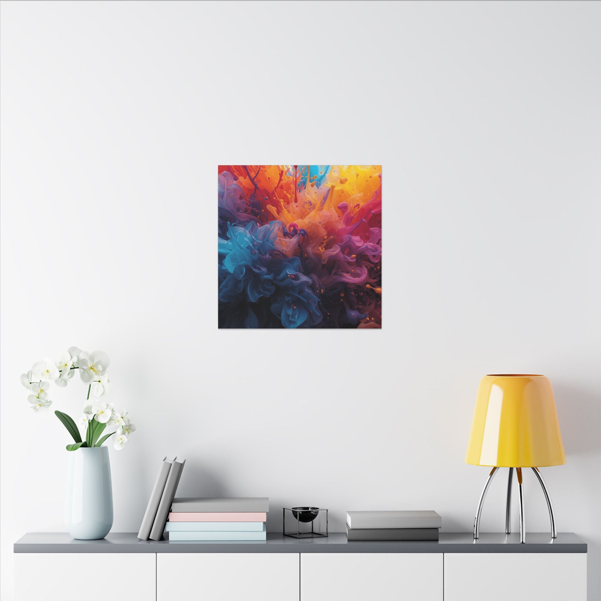 Azureflare canvas print by Scattercrate — blue ember wall art, cool flame over deep indigo