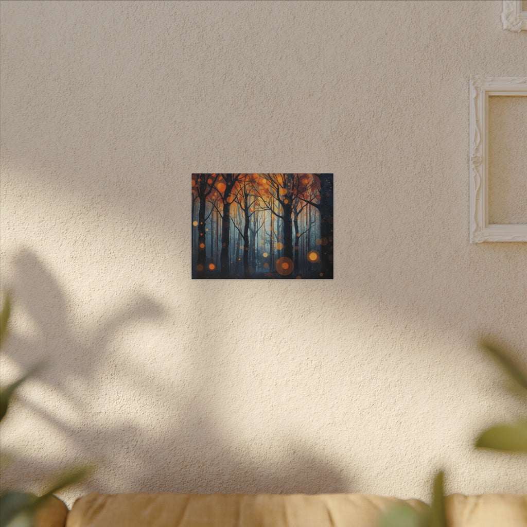 GLOW FOREST — Abstract Forest Lights Framed Canvas Wall Art